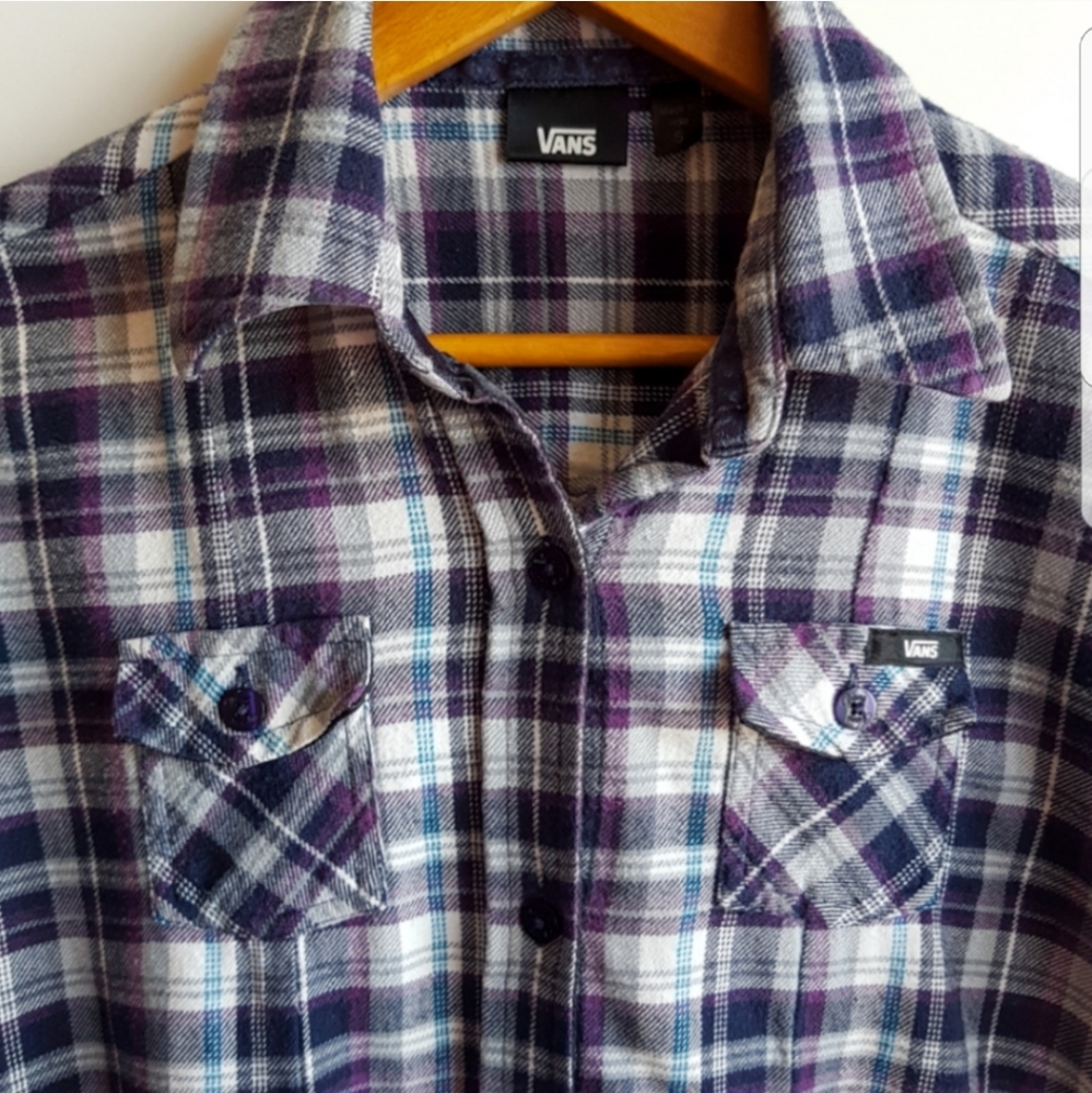 VANS S Plaid Flannel Button Down Shirt Size Small - Picture 2 of 5